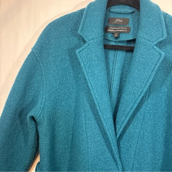 J. Crew Teal Belted Pea Coat Boiled Wool Jacket - Picture 6 of 15